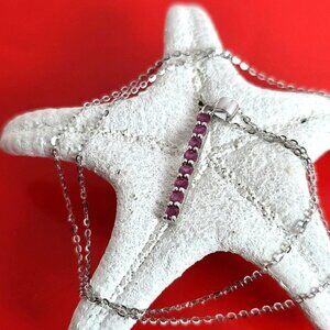 925 Sterling Silver Necklace 18" with Natural Ruby Gemstones